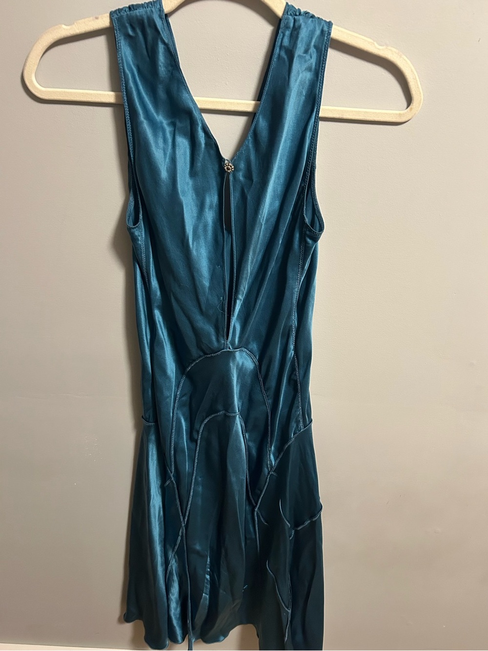 ARMANI EXCHANGE Blue Satin V-Neck Sleeveless Dress - Picture 2 of 5